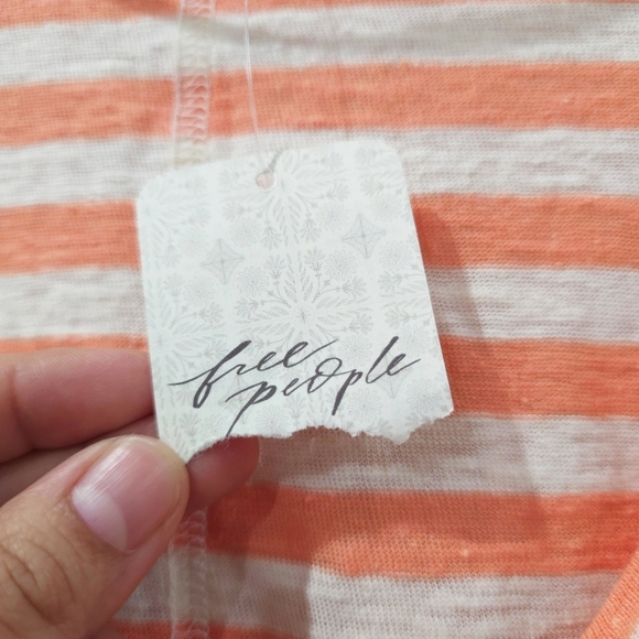 FREE PEOPLE We The Free ALL I NEED TEE, V Neck Striped, Oversized, Front Pocket - Picture 9 of 16